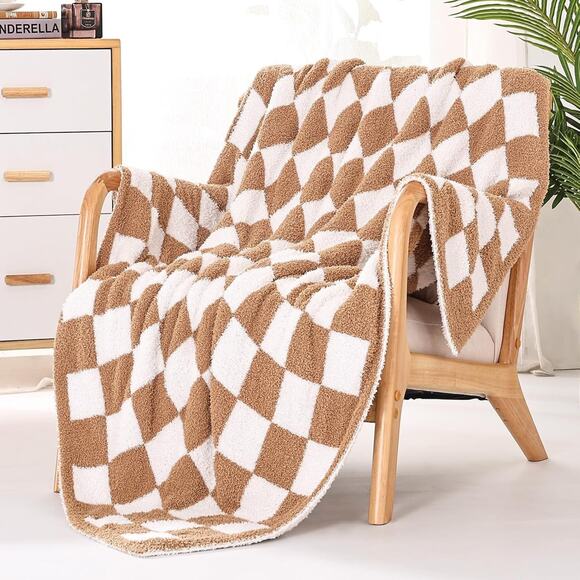Checkered Blanket Ultra Soft Checkered Throw Blanket Warm Fluffy Checkerboard... - Picture 3 of 5